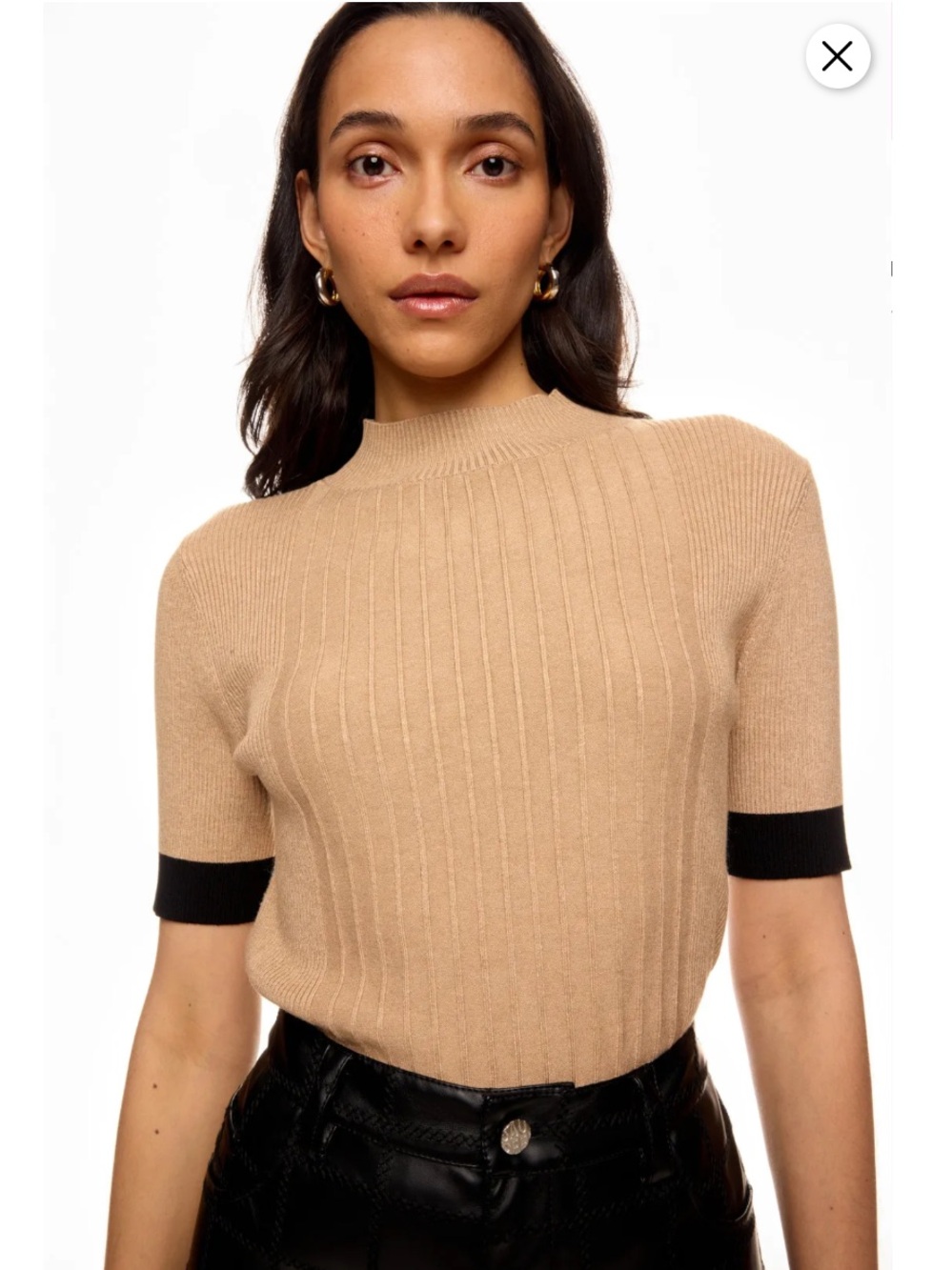 CeCe Contrast Ribbed Sweater, Size: M